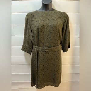 1980 Montréal – Olive Green Printed Dress Size 18